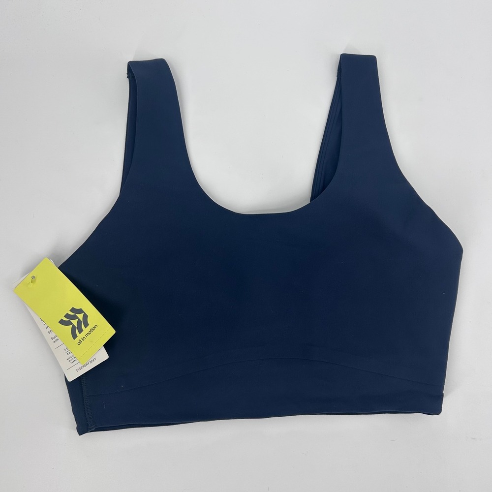 All In Motion Everyday Soft Double U Longline Sports Bra Navy Blue Medium NWT
